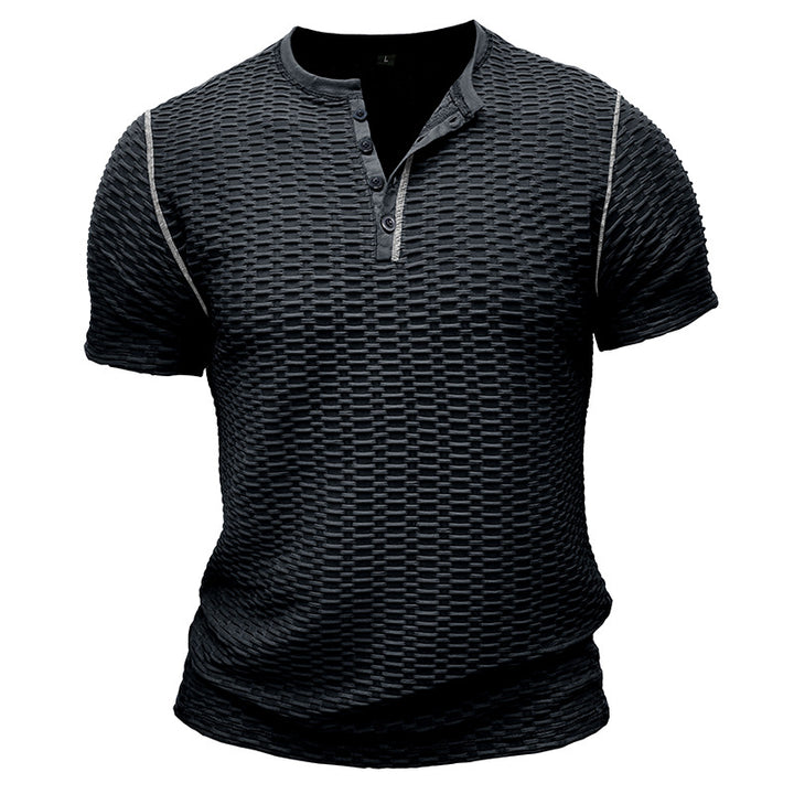 Herrer moderigtig kortærmet Henley skjorte med struktureret design Stilla