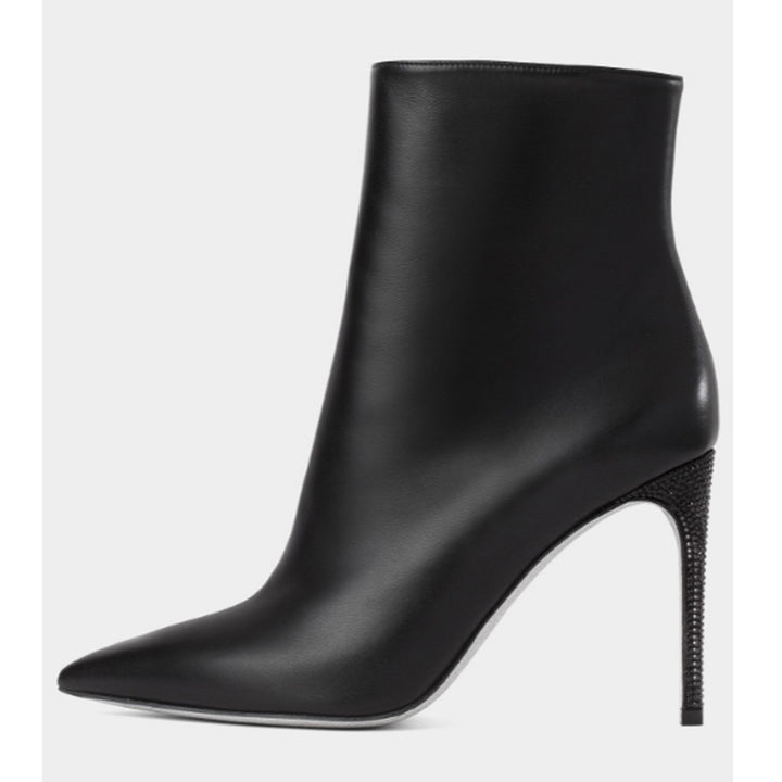 Dame High-Gloss Spids-Fodledstøvler med Strassdetalje Stilla