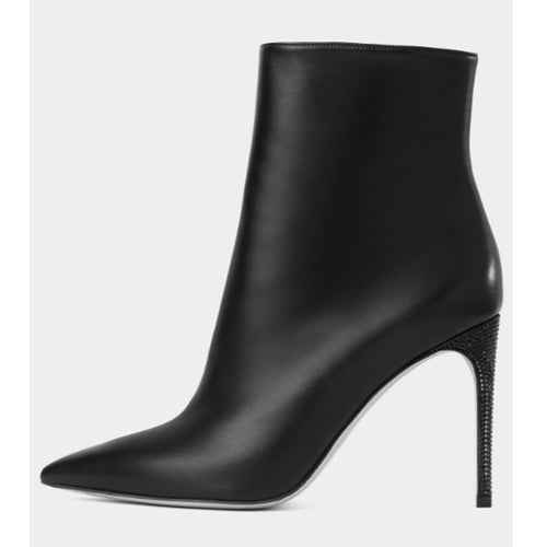 Dame High-Gloss Spids-Fodledstøvler med Strassdetalje Stilla