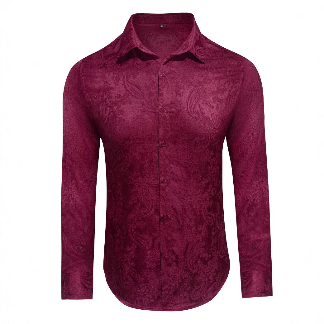 Herrer Langærmet Skjorte med luksuriøst Jacquard-mønster Stilla
