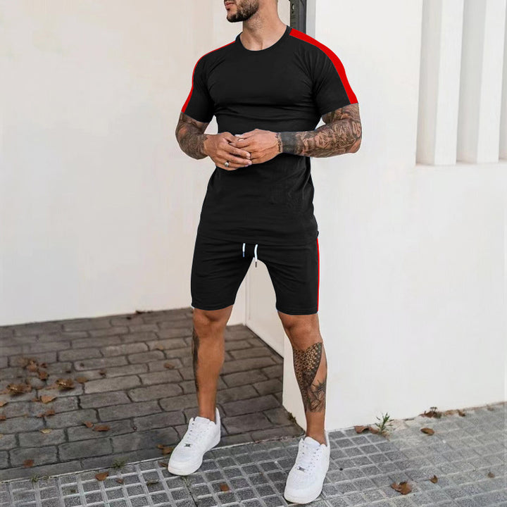 Herren Sportliches Kurzarm-Set mit seitlichem Kontraststreifen Stilla
