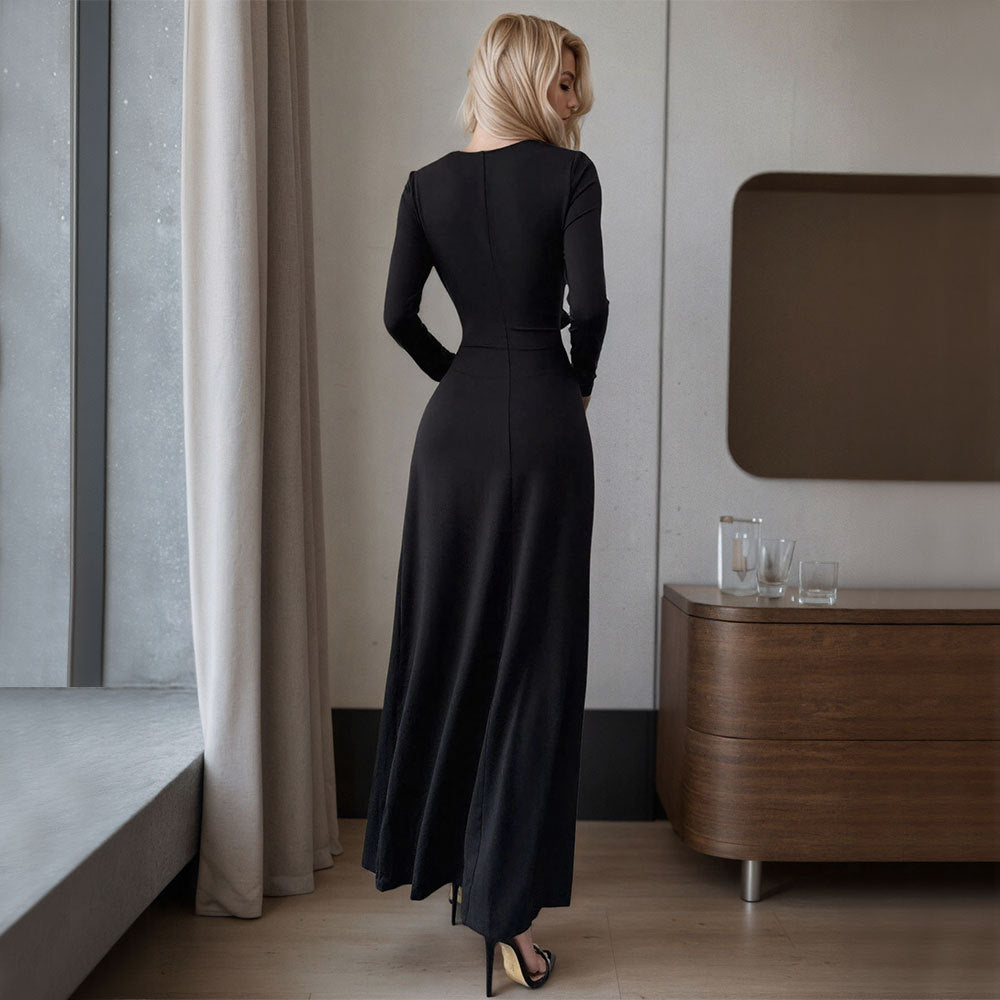 Kvinders maxikjole med sidelommer og elegant drapering Stilla