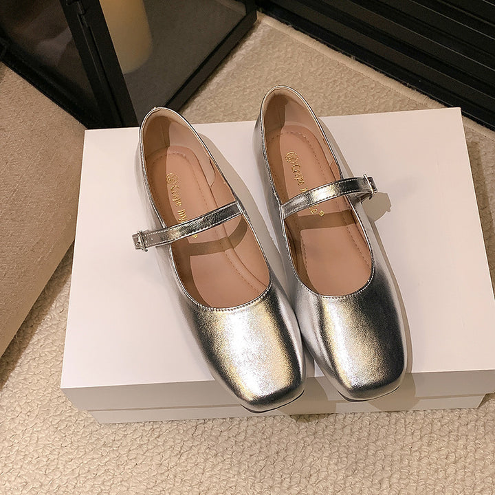 Dame Klassiske Quadratåede Mary Jane Ballerinas med justerbar rem Stilla