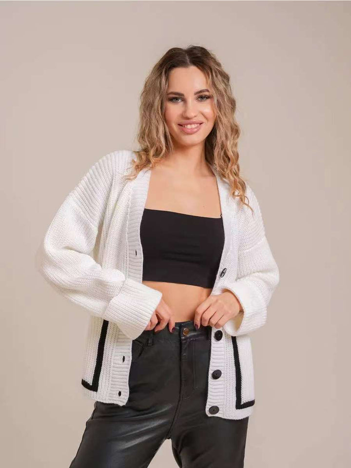 Dame cardigan med knapbar design og lommer Stilla