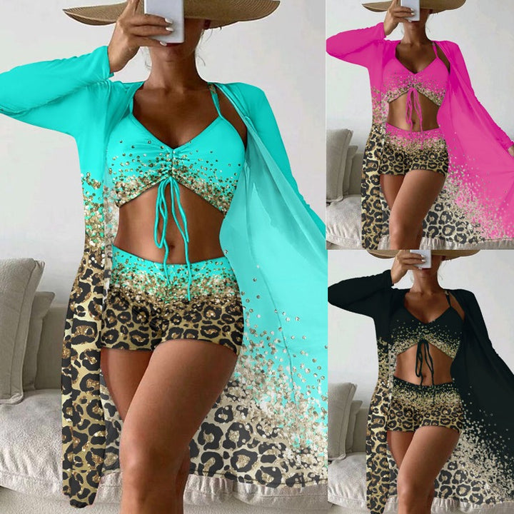 Dame Strand-outfit med blomsterprint Cover-Up og sporty shorts-design Stilla