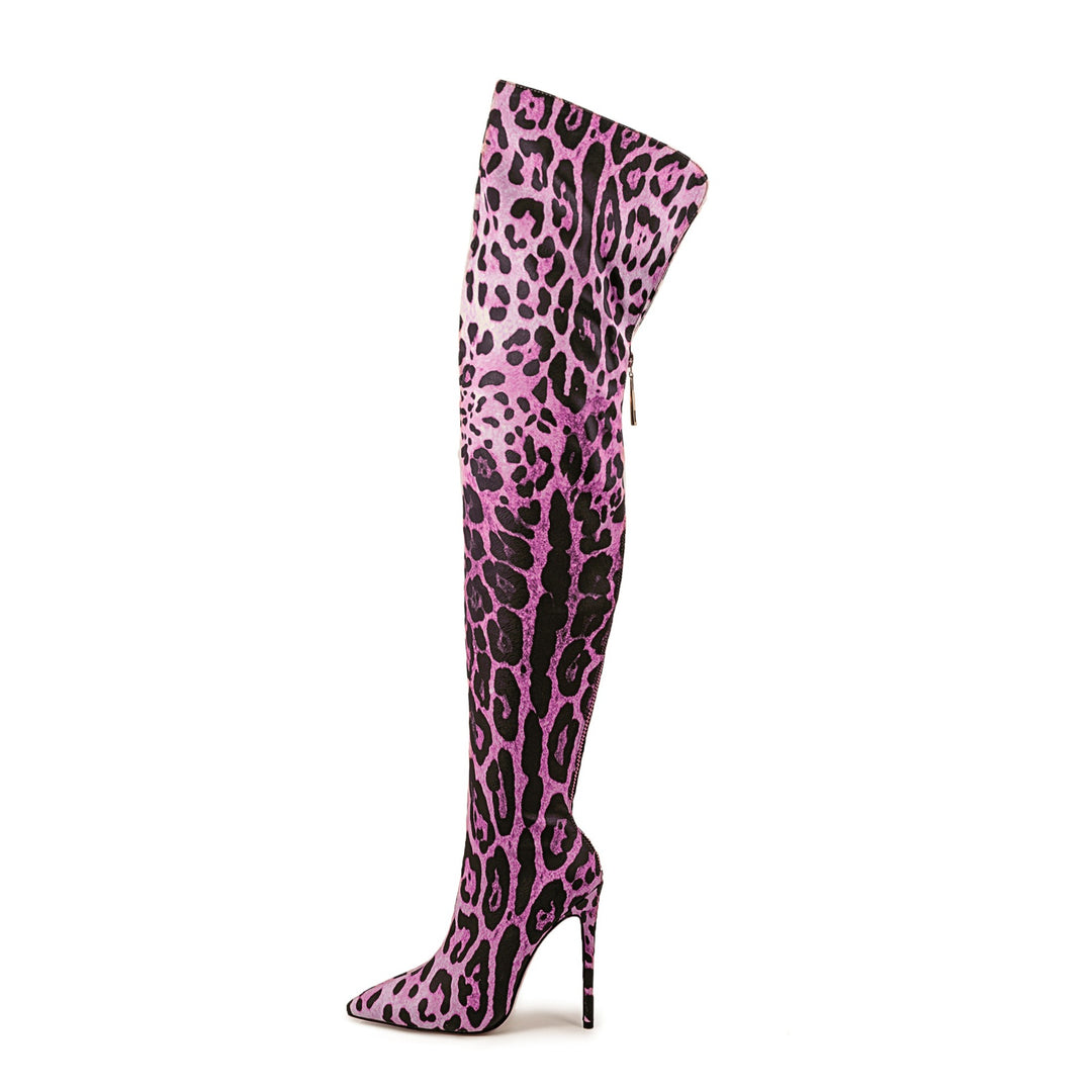 Femme Over-the-Knee Stiletto-støvler med dyreprt design Stilla