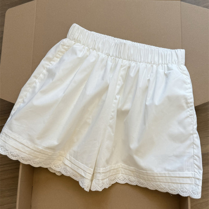 Dame Skræddersyede Elastisk Linning Satin Shorts med Spids Stilla