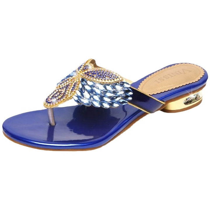Dame Glamourøse Flip-Flops med glitrende rhinsten-applikationer Stilla