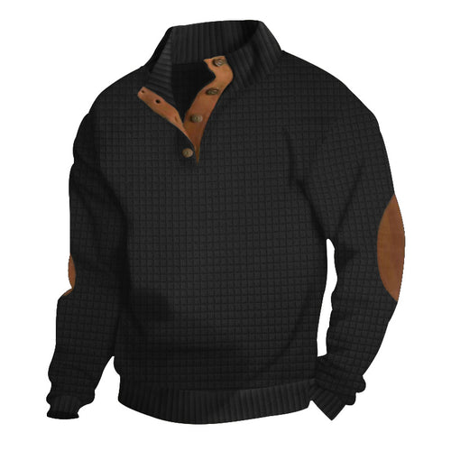 Herrer Casual Pullover med struktureret design og læder accenter Stilla