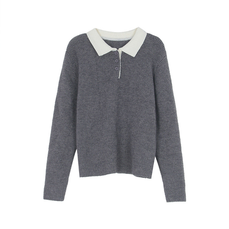 Damer afslappet sweater med polo krave Stilla