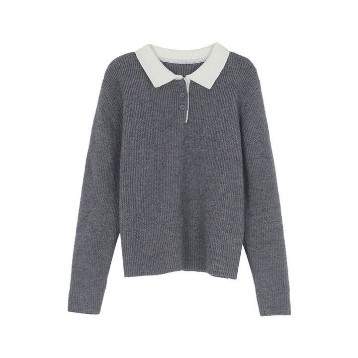 Damer afslappet sweater med polo krave Stilla