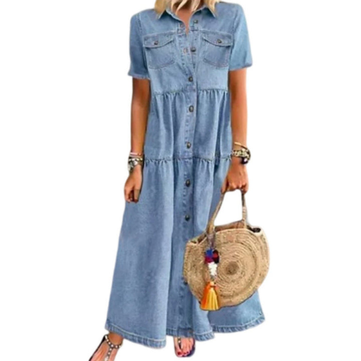 Femme Denim Knap-Up Maxi Kjole Stilla