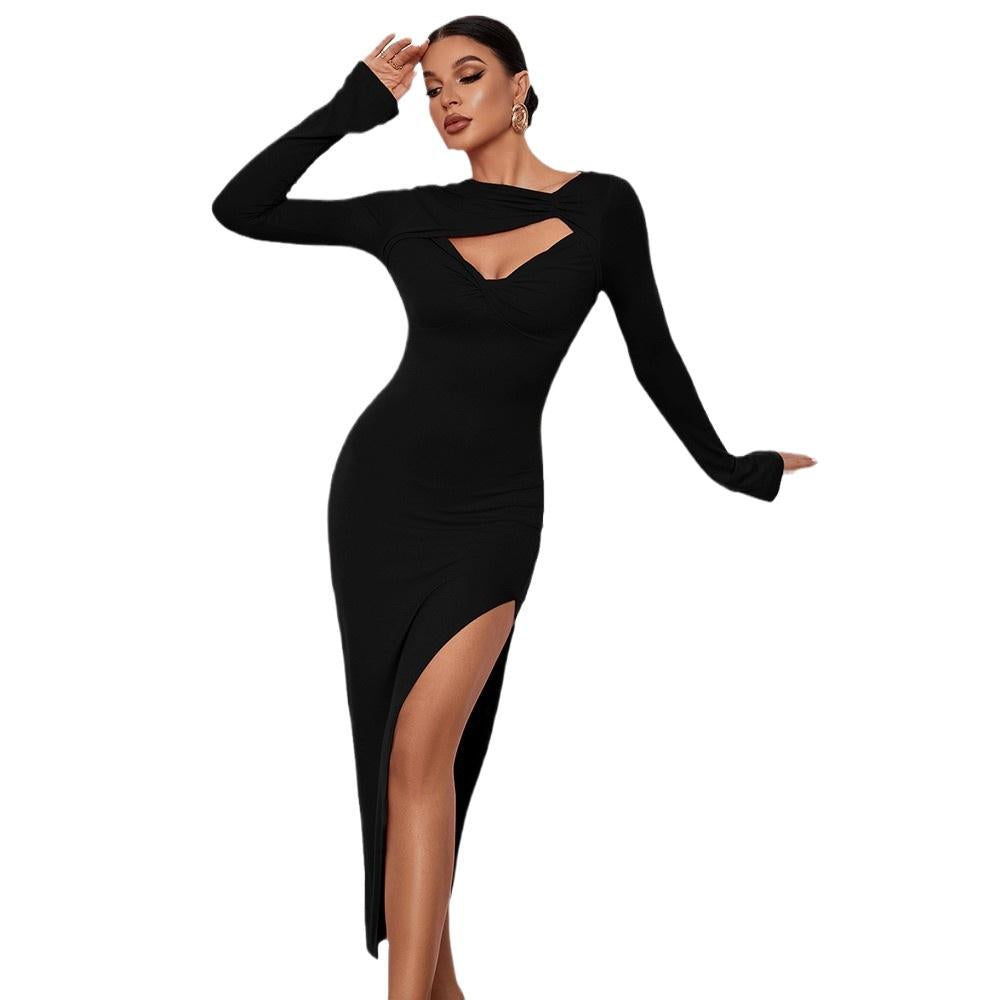 Dame Elegant Cut-Out Høj-Split Kjole Stilla