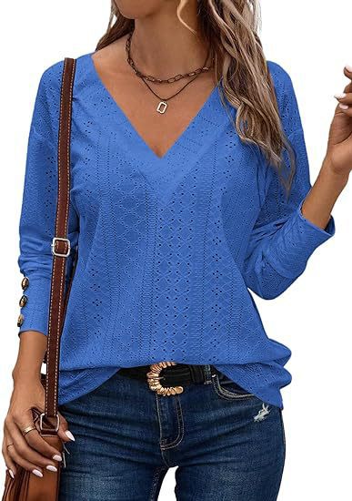 Dame V-hals sweater i hulstrik Stilla