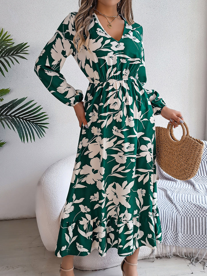 Damer Elegant Maxikjole med blomsterdesign og elastisk talje Stilla