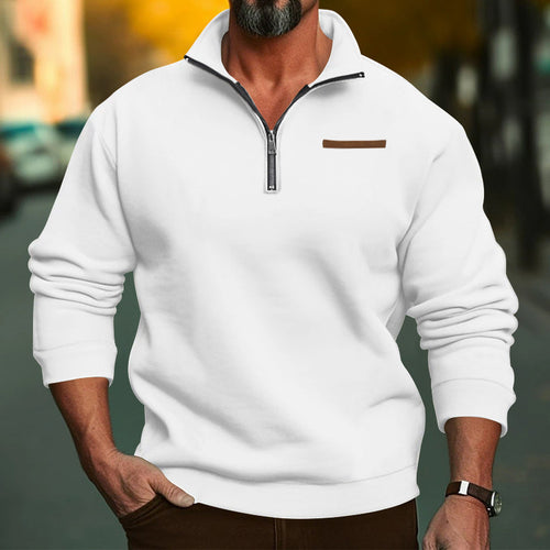 Herrer moderne fleece-pullover med høj krave og praktisk lynlås Stilla