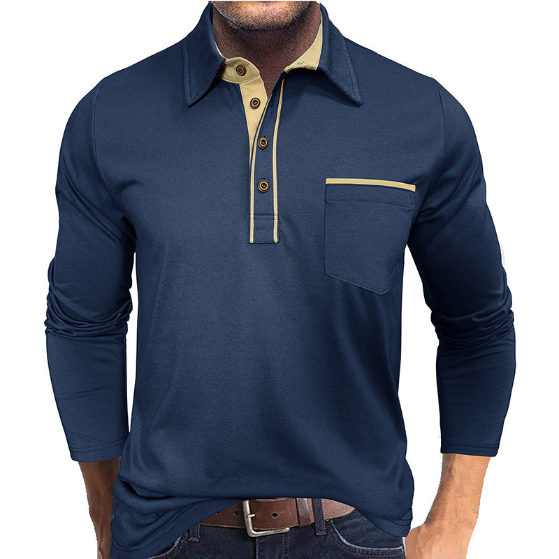 Herre Langærmet Poloshirt med moderne krave Stilla