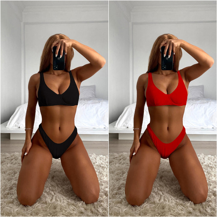 Dame bikinitop med høj beinudsparing og sømløst design Stilla