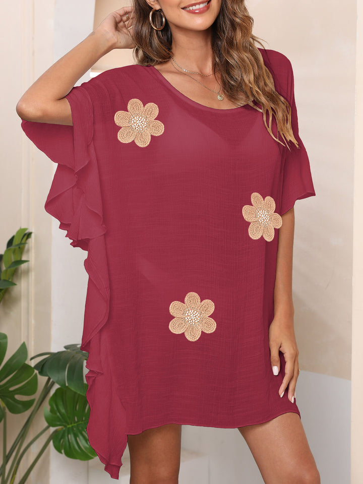 Dame Strandtunika med kunstneriske blomsterbroderier Stilla