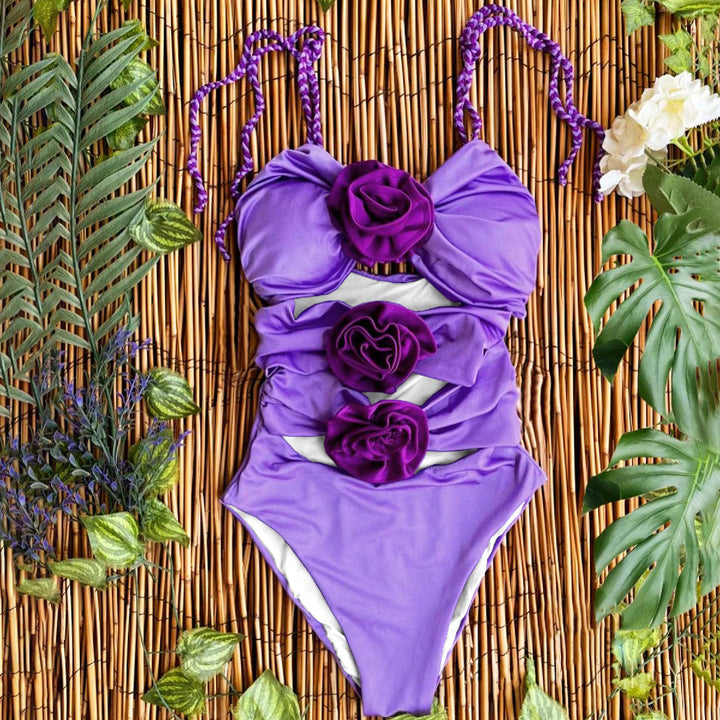 Dame One-piece badedragt med  blomster ruffles design og justerbare stropper Stilla