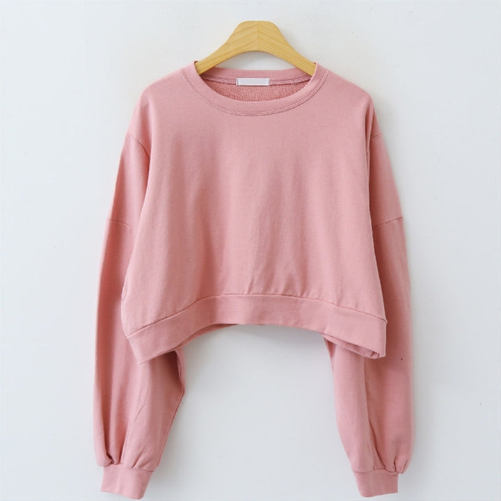 Dame cropped sweater med ballonærmer Stilla
