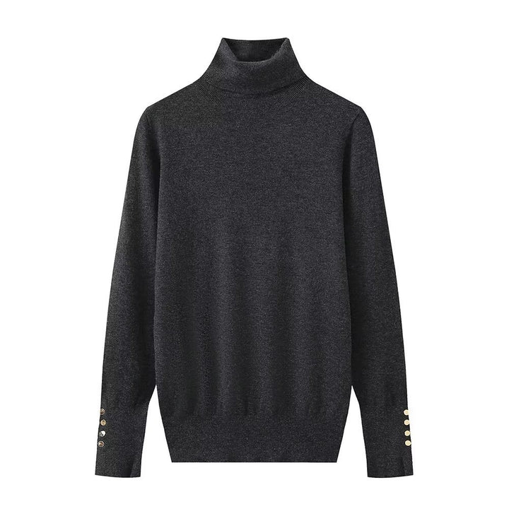 Femme Rullekravepullover med knapdetaljer Stilla