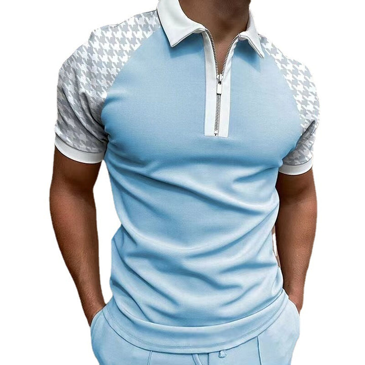 Herre Halv-lynlås Stilfuld Performance Polo T-shirt Stilla