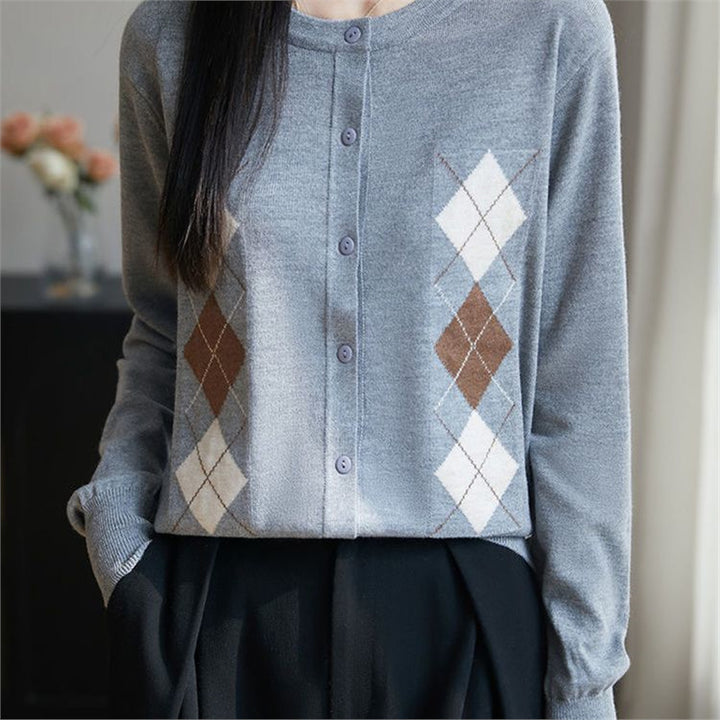Kvinders cardigan med diamantmønster Stilla