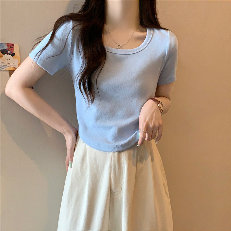 Femme Struktureret Korte ærmer-Crop-Top Stilla