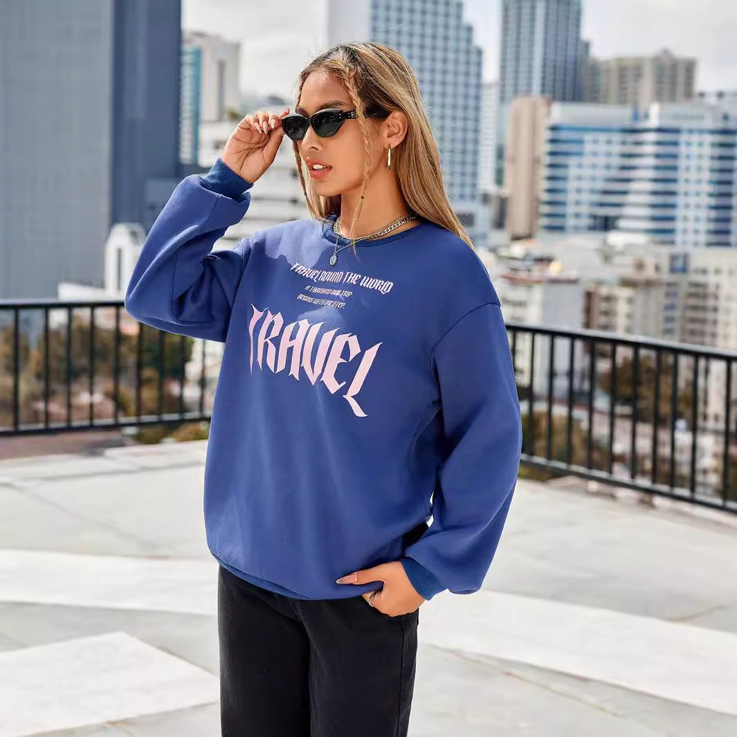 Kvinders sweatshirt med kunstnerisk tekst og afslappet pasform Stilla