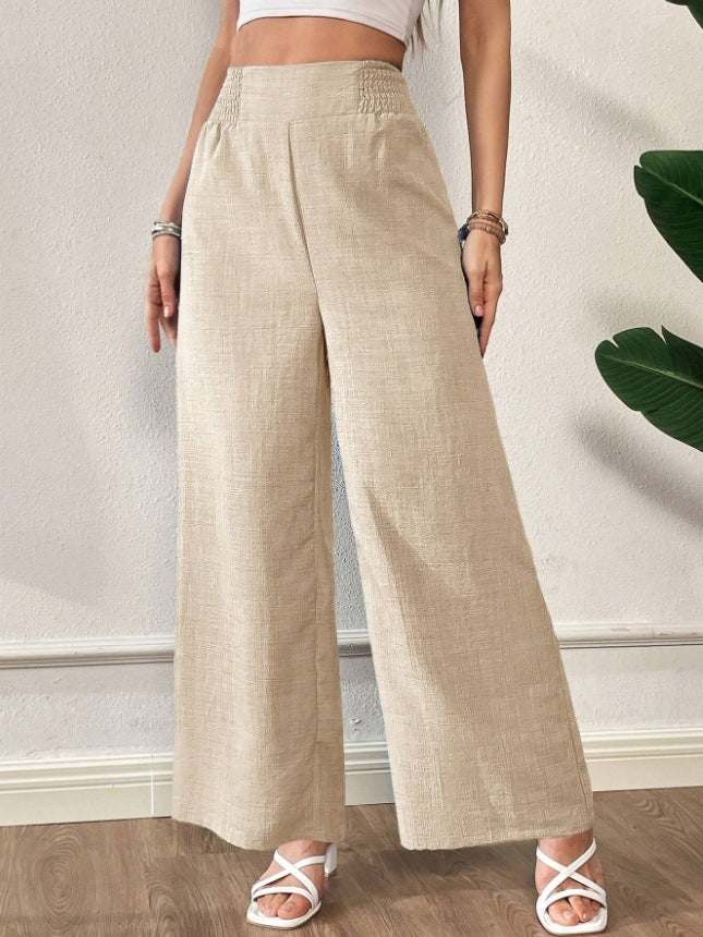 Dame elegant bred linnedragt med elastisk talje Skovae