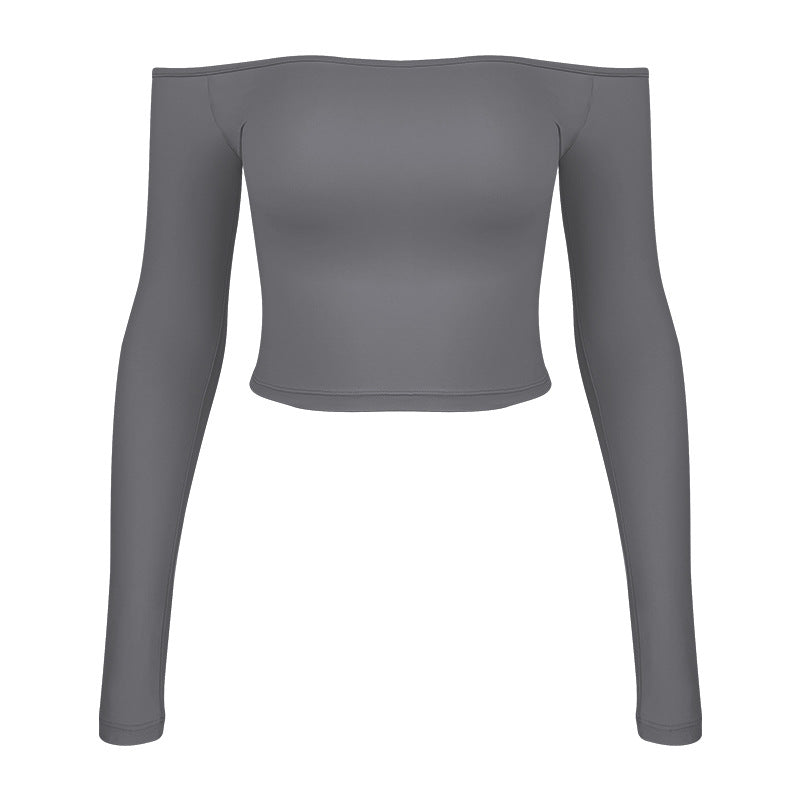 Dame Off-Shoulder Crop-Top med Lange ærmer Stilla