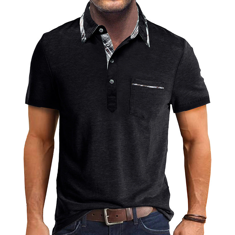 Herrer Polo-shirt med stilfuld ternet detalje og brystlomme Stilla