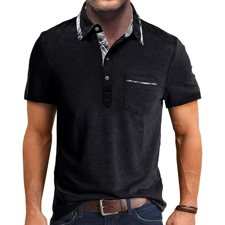 Herrer Polo-shirt med stilfuld ternet detalje og brystlomme Stilla