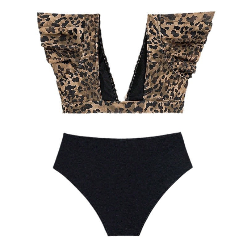 Dame bikini-sæt med voluminøse flæseærmer og høj skæring Stilla