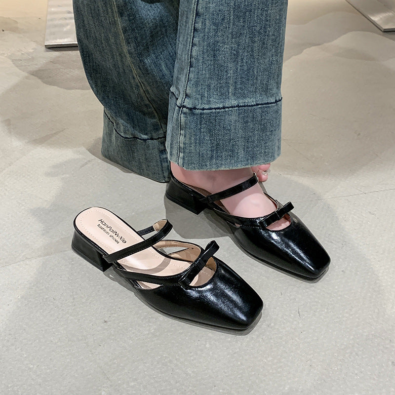 Dame elegante Slingback blokhæl Mules med dekorativ sløjfe Stilla