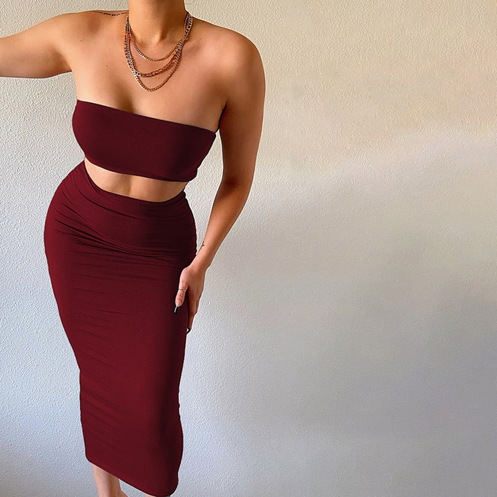 Dame Crop-Top og Midi-Nederdel Sæt med figursyet Design Stilla