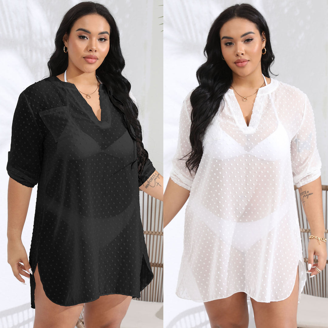 Dame Pletter Gennemsigtig Strand Cover-Up Tunika Stilla