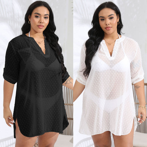 Dame Pletter Gennemsigtig Strand Cover-Up Tunika Stilla