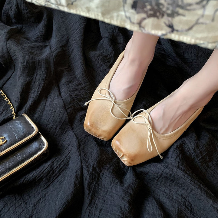 Dame Wildleder Ballerina Flats med sløjfeaccent Stilla