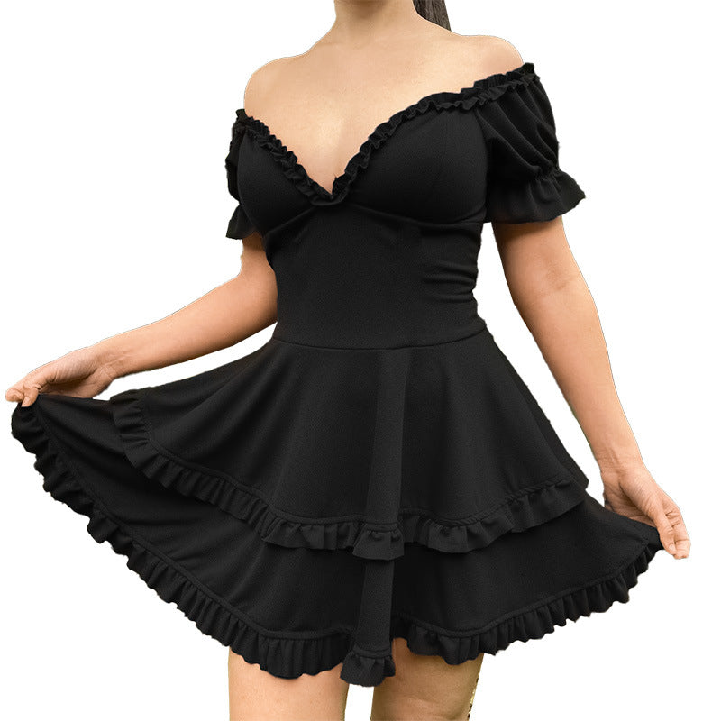 Dame Off-Shoulder Rynkekant Kjole Stilla