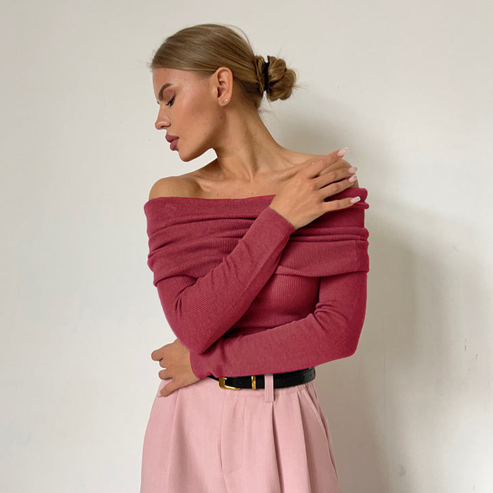Femme Off-Shoulder Ripp Langærmet Top Stilla