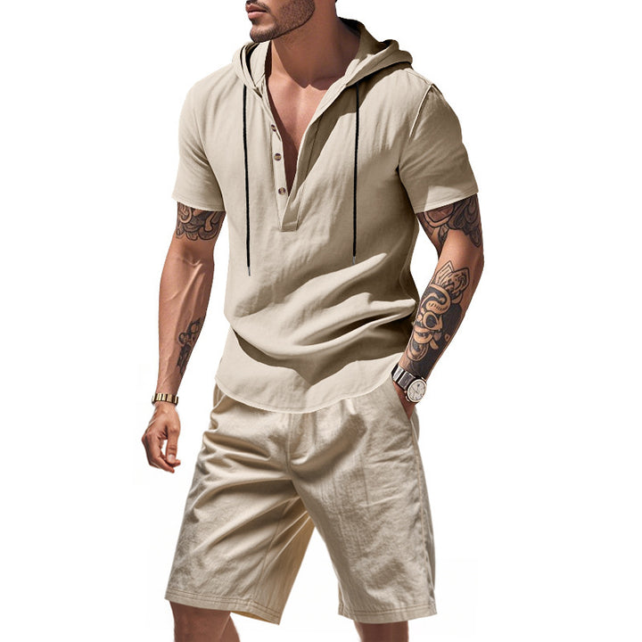 Herren afslappet hættebluse og shorts sæt i afslappet design Stilla