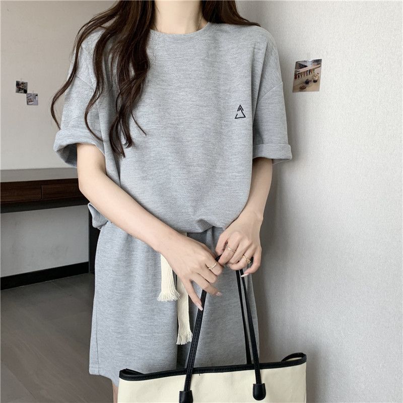 Damer Casual Oversized T-Shirt Kjole med Snøre Detaljer Stilla