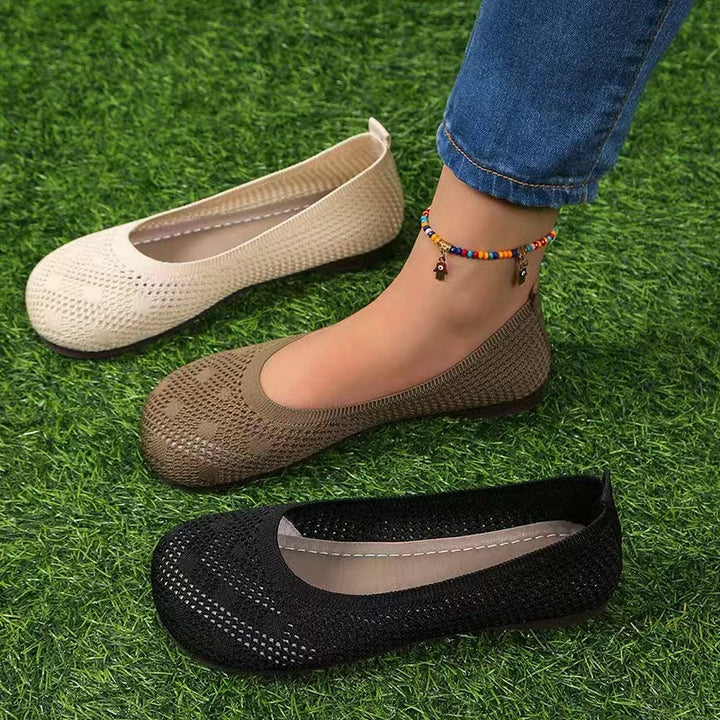 Dame Åndbare og fleksible Ballerinas i strikmateriale Stilla