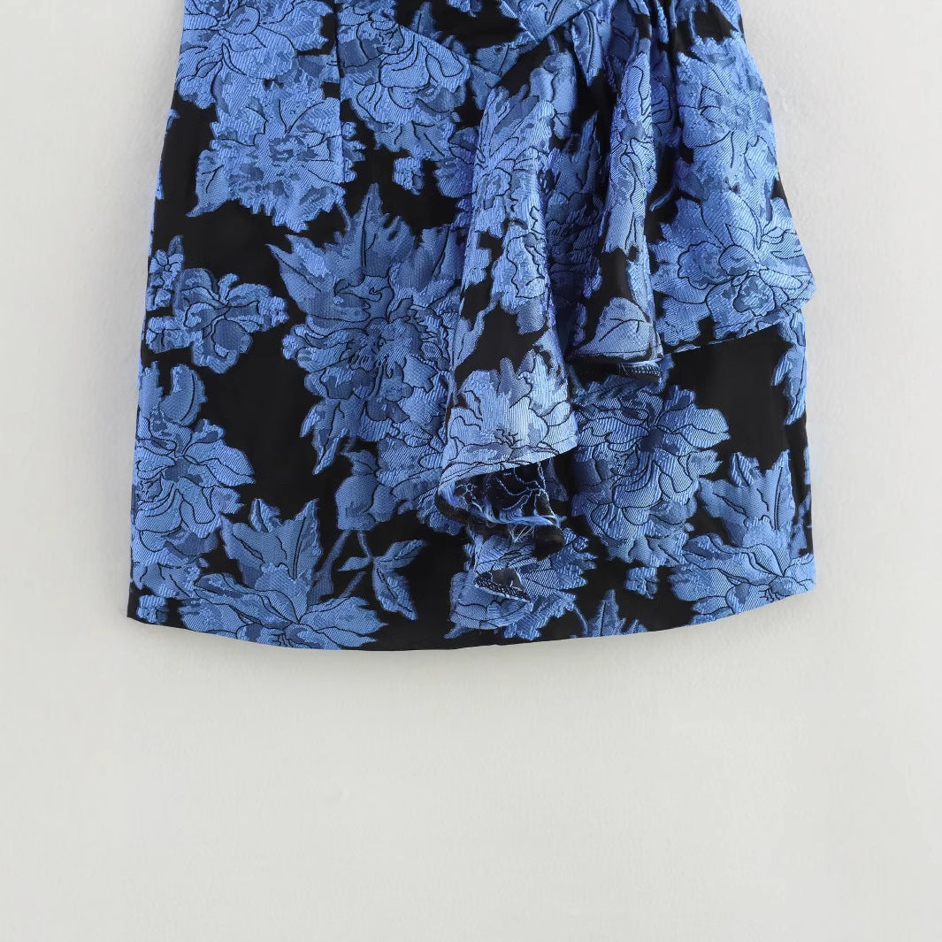 Femme Asymmetrisk Floral Wickel-Mini-Kjole Stilla