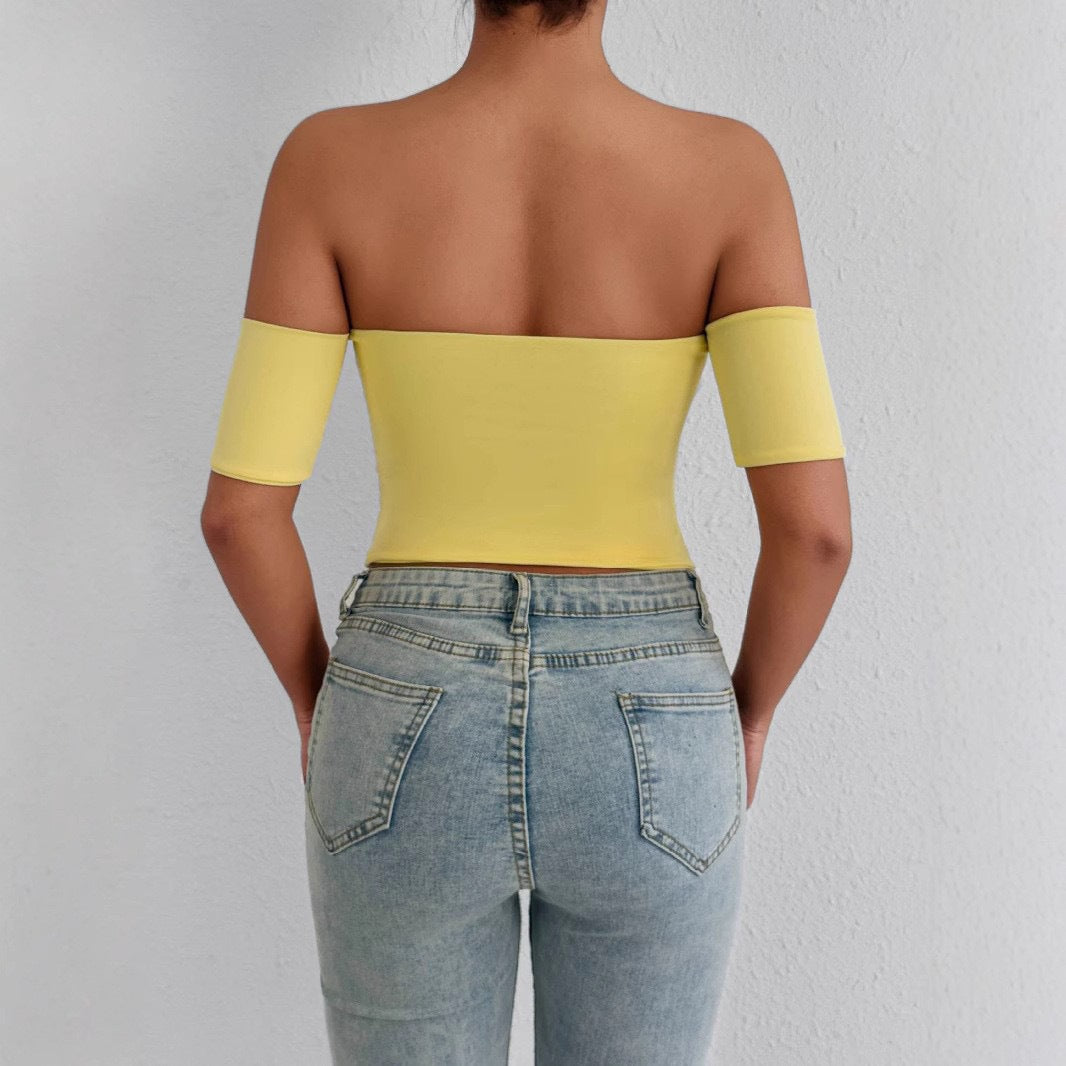 Dame Off-Shoulder Top med figurformende snit Skovae
