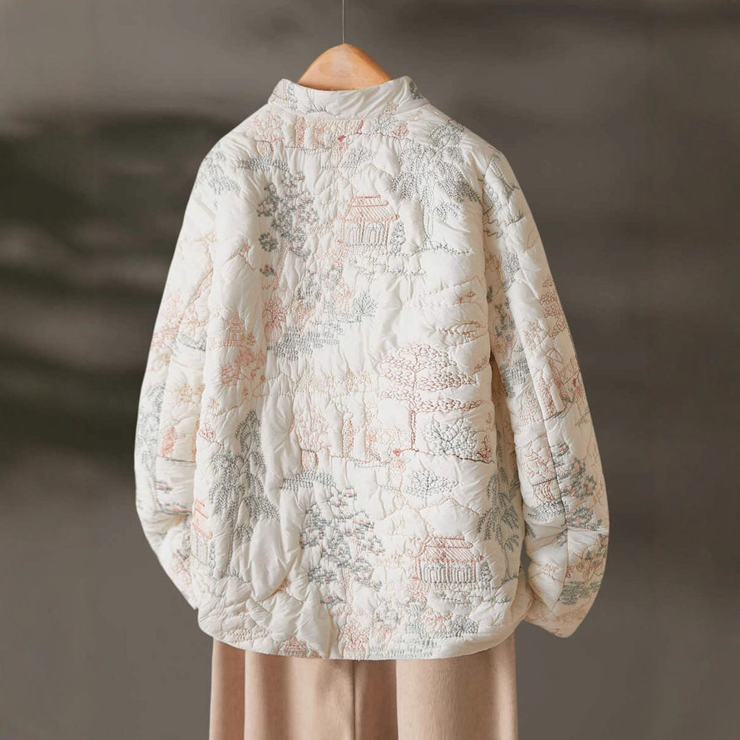 Kvindernes lette kviltede jakke med elegante broderier Stilla