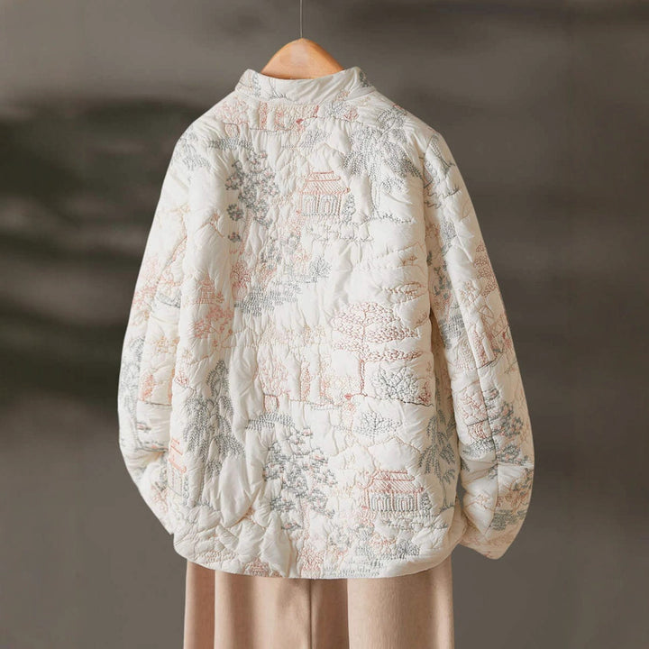 Kvindernes lette kviltede jakke med elegante broderier Stilla