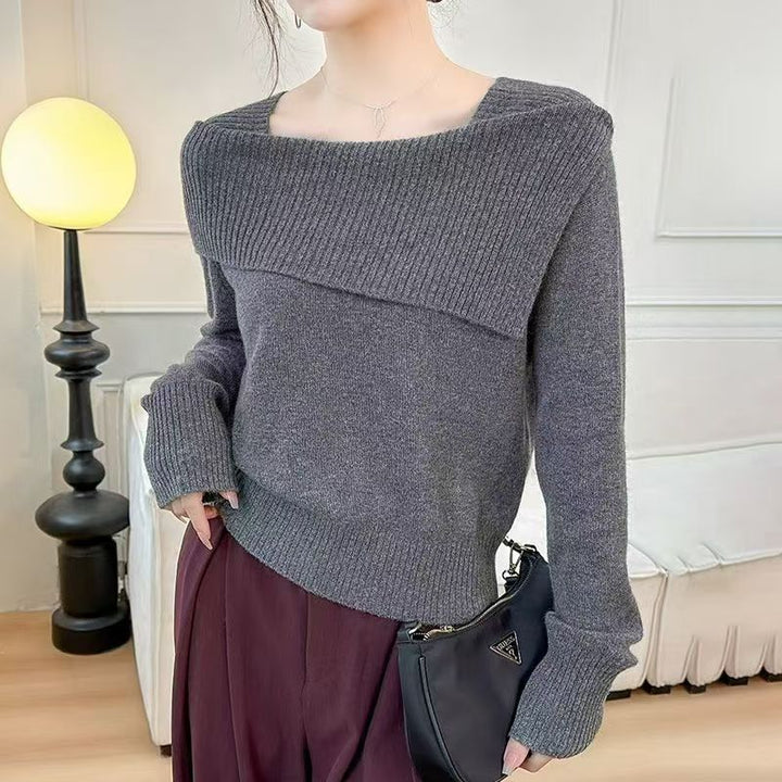Damer fashionabel sweater med asymmetrisk halsudskæring Stilla